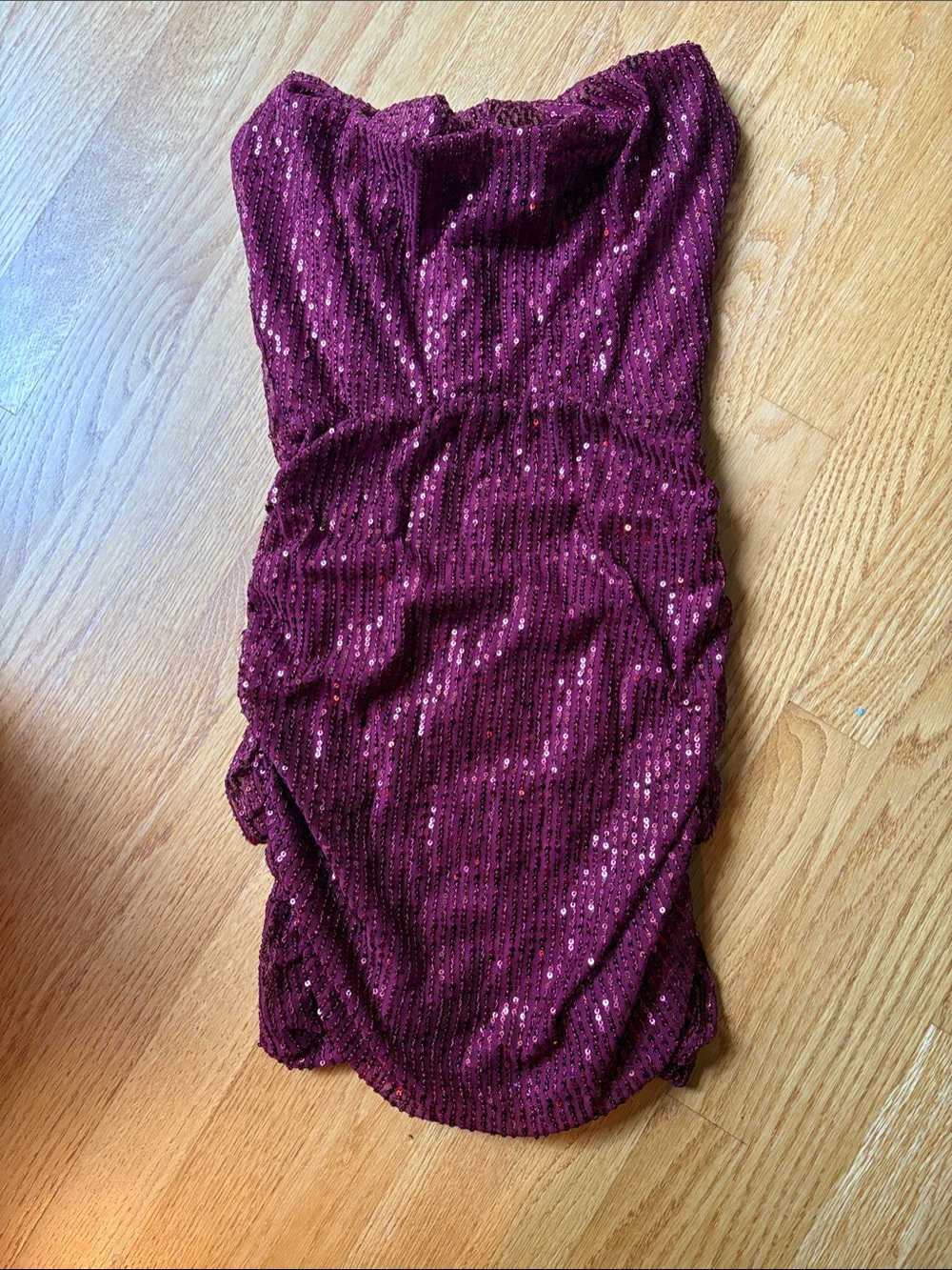 Lucy in the Sky Strapless Sequin Dress in Burgundy